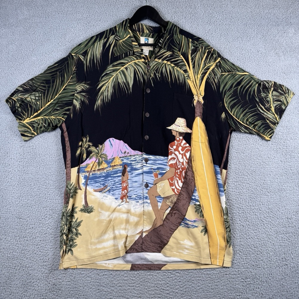 Kahala Shirt Mens XL Hawaiian Aloha Surf 100% Rayon Short Sleeve Button Up